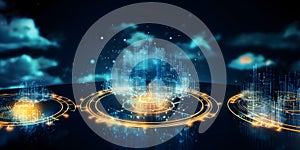 Representation of blockchain and big data . Cloud computing network internet storage