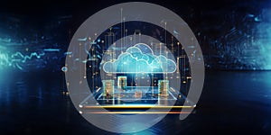 Representation of blockchain and big data . Cloud computing network internet storage