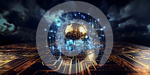 Representation of blockchain and big data . Cloud computing network internet storage