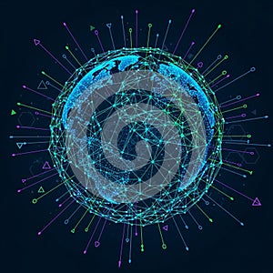 Representation of Earth, featuring a network of interconnected
