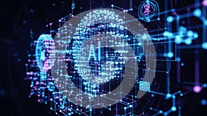 Representation featuring two neural network like structures glowing with