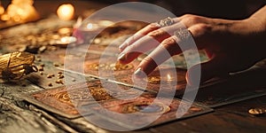 Representation of fortune teller and tarot cards. AI