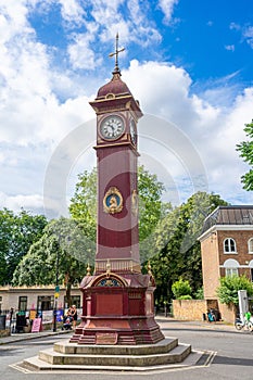 representation of the Highbury clock clock tower inserted in roundabouts in the British capital