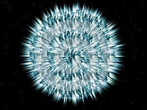 Representation of ice planet exploding