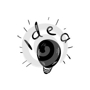 Representation of an idea or inspiration with incandescent light bulb doodle icon vector