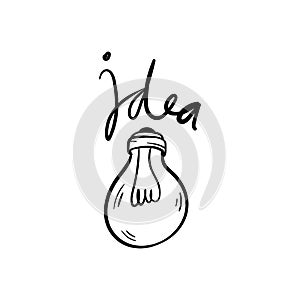 Representation of an idea or inspiration with incandescent light bulb doodle icon vector