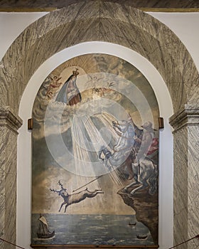 Representation of the Legend of Nazare inside the Sanctuary of Our Lady of Nazare at the O`Sitio, Portugal.