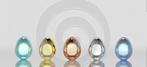 Representation of metallic chrome easter eggs photo