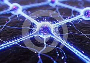 Representation of a neural network with glowing, interconnected