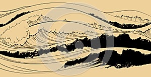 Representation of the sea in japanese style