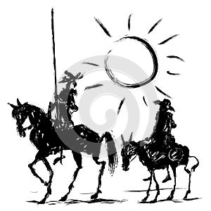 A representation of silhouettes of Don Quixote and Sancho Panza photo