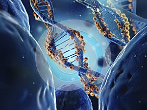 Representation of a virus attack on the DNA double helix - AI Generated