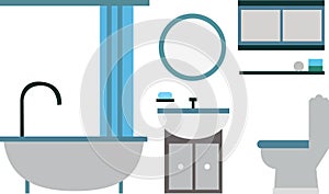 Representational Bathroom interior layout with basin, toilet