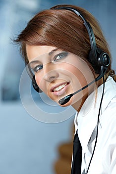 Representative call center woman with headset
