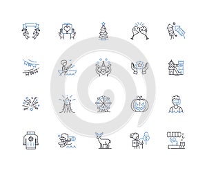 Reprieves line icons collection. Respite, Break, Intermission, Relief, Pause, Abatement, Interval vector and linear