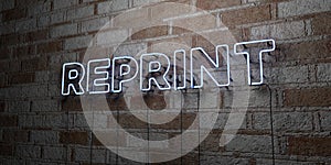 REPRINT - Glowing Neon Sign on stonework wall - 3D rendered royalty free stock illustration