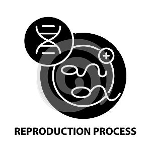 reproduction process icon, black vector sign with editable strokes, concept illustration