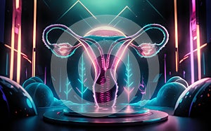 The reproductive system set against a futuristic backdrop