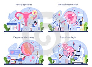 Reproductology and reproductive health set. Human fertility, biological