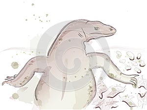 Reptile animal watercolor vector. Wildlife nature illustrations