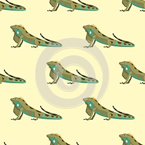 Reptile chameleon amphibian seamless pattern colorful fauna vector illustration reptiloid predator reptiles animals.