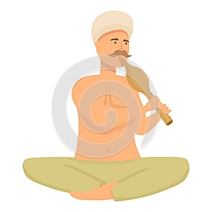 Reptile charmer icon cartoon vector. India snake