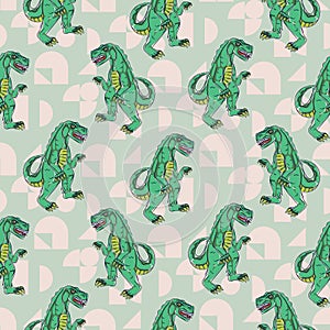 Reptile monster boy seamless vector pattern.