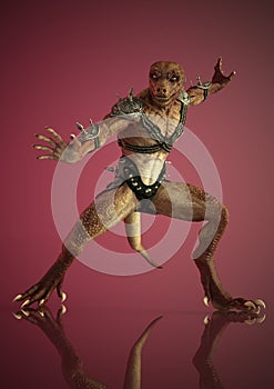 The Reptile Warrior for Conspiracy theorists, 3D Illustration