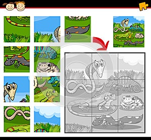 Reptiles education jigsaw puzzle game