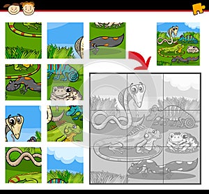 Reptiles education jigsaw puzzle game photo