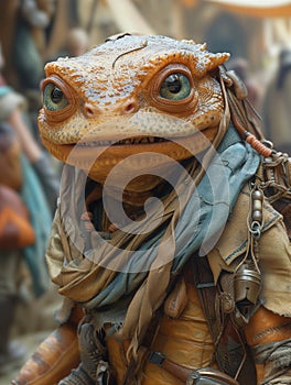 reptilian alien closeup portrait