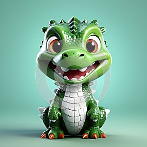Reptilian Elegance: 3D Illustration of a Cute Crocodile