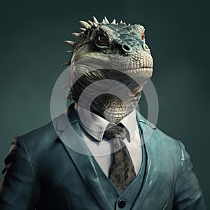 Reptilian in a formal suit