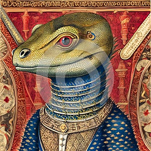 Reptilian Majesty: Medieval Illuminated Manuscript Portrait
