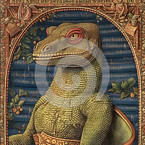 Reptilian majesty: medieval illuminated manuscript portrait