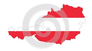 Republic of Austria flag in country silhouette
