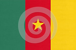 Republic of Cameroon national fabric flag, textile background