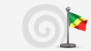 Republic Of Congo 3D waving flag illustration on tiny flagpole.