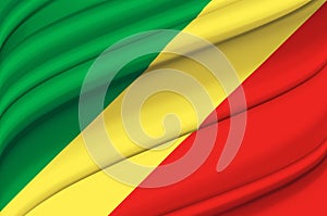 Republic Of Congo waving flag illustration.