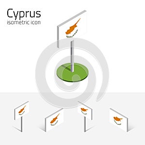 Republic of Cyprus flag, vector set of 3D isometric icons