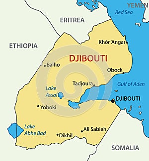 Republic of Djibouti - vector map - illustration photo