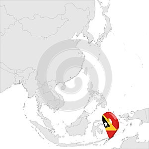 Republic East Timor  Location Map on map Asia. 3d Republic East Timor  flag map marker location pin. High quality map of East Timo photo