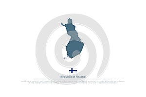 Republic of Finland isolated map and official flag icons