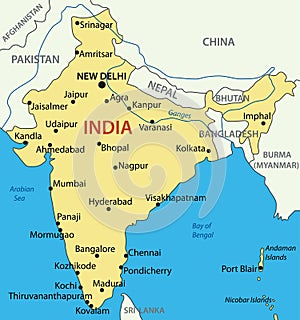 Republic of India - vector map