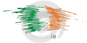 Republic of ireland flag. Brush strokes, grunge. Stripes colors of irish flag on a white background. Vector design national poster