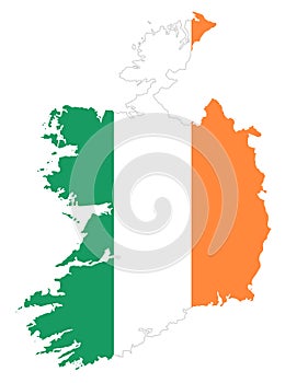 Republic of Ireland flag in country silhouette