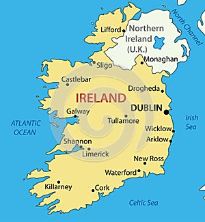 Republic of Ireland - map - vector photo