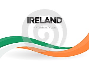 Republic of Ireland waving flag banner. Irish patriotic ribbon vector illustration. Northern Ireland symbol. St. Patrick