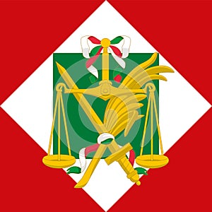 Republic of Italy, 1802 - 1805, historical coat of arms on the national flag, Italy
