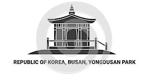 Republic Of Korea, Busan, Yongdusan Park, travel landmark vector illustration